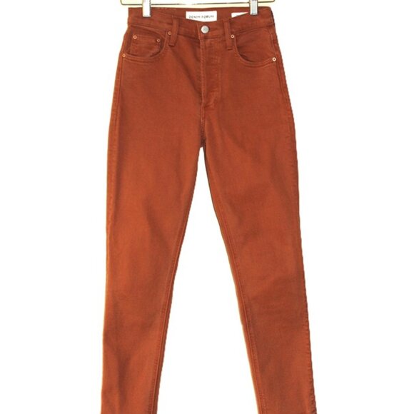 ARITZIA Denim Forum The Yoko High Rise Slim Jean in Terracotta - W24/L28 - Picture 1 of 13